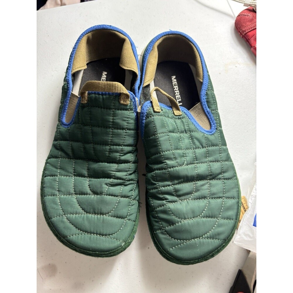 Merrell Hut Moc Shoes Green Quilted Slip On Casual Travel Loafers Mens Sz 8